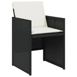 5 Piece Garden Dining Set with Cushions Black Poly Rattan 365085