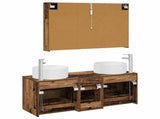 Bathroom Furniture Set 4 pcs Old Wood Engineered Wood and Glass 3407109