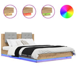 Bed Frame with Headboard with Storage Artisan Oak 160 x 200 cm 3416338