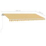 Freestanding Manual Retractable Awning 450x350 cm Yellow/White 3069638