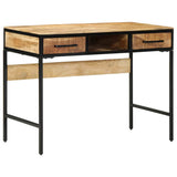 Writing Desk with Shelf Brown 100 x 50 x 75 cm Solid Mango Wood 374086