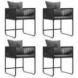 Chair with Cushion 4 pcs Black and Anthracite PE Rattan 42003027