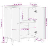 Sideboard Light Grey 60x33,5x75 cm Solid Wood Mango 4017794