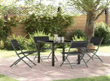 Garden Dining Set Folding 5 pcs Black Powder-Coated Steel 3379374