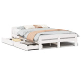 Bed Frame White Solid pinewood King Size Bed Frame Rectangular 3309036