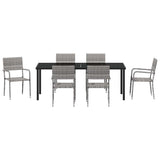 Garden Dining Set with Cushion 7 pcs Grey Poly Rattan 3380048