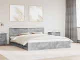 Bed Frame with Drawer Concrete Grey 160 x 200 cm Engineer Wood 3410689