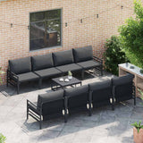 Garden Sofa Set with Cushion 9 pcs Black Steel 3378958