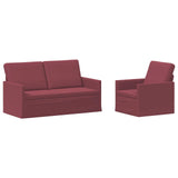 Sofa Set 2 pcs Wine Red Fabric 3433151