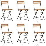 Folding Bistro Set Natural wood and black 3152099
