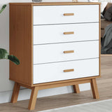 Drawer Cabinet OLDEN White and Brown Solid Wood Pine 358590