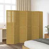 Room Divider 6 Panels Brown Solid Wood Paulownia 358826