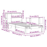 Bookcase Bed without Mattress White 75x190cm Small Single Solid Wood Pine 3322643