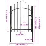 ZNTS Garden Gate Steel 1x1.75 m Black 143059