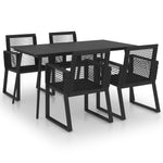 ZNTS 5 Piece Outdoor Dining Set PVC Rattan Black 3060215