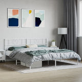 Metal Bed Frame without Mattress with Headboard White 200x200cm 355519