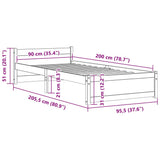 Bed Frame without Mattress Solid Wood 90x200 cm 815029