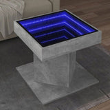Coffee Table with LED Concrete Grey 50x50x45 cm Engineered Wood 847563