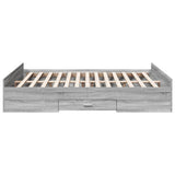 Bed Frame with Drawers without Mattress Grey Sonoma 140x200 cm 3280298