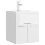Sink Cabinet with Built-in Basin High Gloss White Engineered Wood 3071267