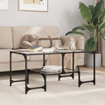 ZNTS Coffee Table with Transparent Glass Top 98.5x50x45 cm Steel 846014