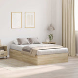 Storage Bed Frame Sonoma Oak 120 x 190 cm Engineered Wood 3335423