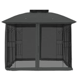 Gazebo with Double Roof and Mesh Walls Anthracite 2.94x2.94 m Steel 368455