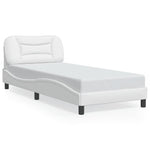 ZNTS Bed Frame with LED without Mattress White 90x190 cm Single 3213900