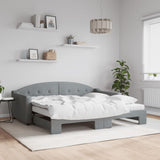 Daybed with Trundle and Mattresses Light Grey 90x190 cm Fabric 3197601