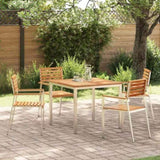 Garden Dining Set 5 pcs Solid Teak Wood and Stainless Steel 3334782