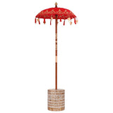 Parasol with Base Red, Brown 250 cm Cotton, Wood 3356913