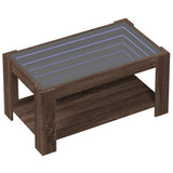Coffee Table with LED Brown Oak 93x53x45 cm Engineered Wood 847559