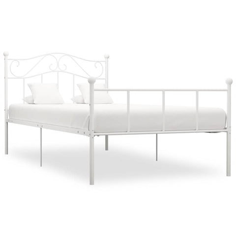 284517 Bed Frame without Mattress White Metal 100x200 cm