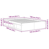 Bed Frame without Mattress Grey Sonoma 140x190 cm 3203906