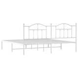 Metal Bed Frame without Mattress with Headboard White 200x200cm 353495