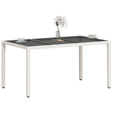 Garden Table with Glass Top White 150x90x75 cm Poly Rattan 368126