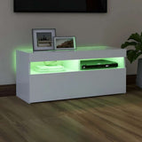804382 TV Cabinet with LED Lights White 90x35x40 cm
