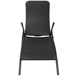 ZNTS Folding Sun Lounger Poly Rattan Black 42946