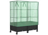Garden Planter with Greenhouse Cover&Wheels 2 pcs Black PP 3422980