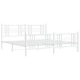 Metal Bed Frame without Mattress with Footboard White 200x200cm 376398