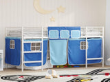 Kids'Loft Bed Frame with Curtains White and Blue 75 x 190 cm 42020815
