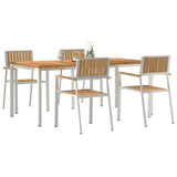 Outdoor Dining Set 5 pcs Solid Teak Wood and Stainless Steel 3334801