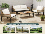 Garden lounge set, garden furniture set with comfortable cushions, double sofa, 2 armchairs and N606P239503A