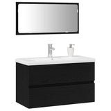 Bathroom Furniture Set 3 pcs Black Oak Engineered Wood 3334352