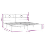 Metal Bed Frame without Mattress with Headboard White 183x213cm 355517