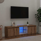 TV Cabinet with LED Lights Artisian Oak 120x30x36 cm Engineered Wood 856348