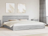 Bed Frame with Drawer Grey Sonoma 200 x 200 cm Engineered Wood 3411269