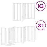 Dog Gate with Door Foldable 15 Panels White 750 cm Poplar Wood 3155708