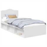 Bed Frame with Headboard White 90 x 190 cm Solid Pine Wood 3412952