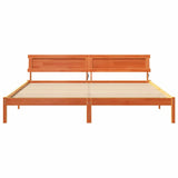 Bed Frame with Headboard Wax Brown 200 x 200 cm Solid Pine Wood 3385747
